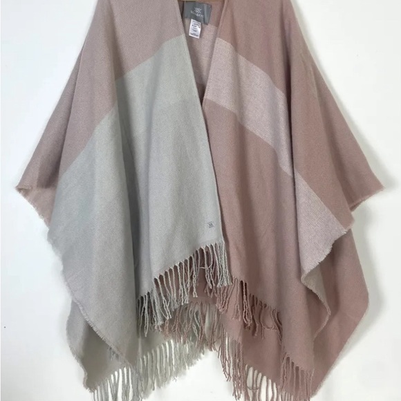 Soia & Kyo Womens Multicolor Colorblock Fringe Hem Open Front Poncho Sweater - Picture 2 of 12